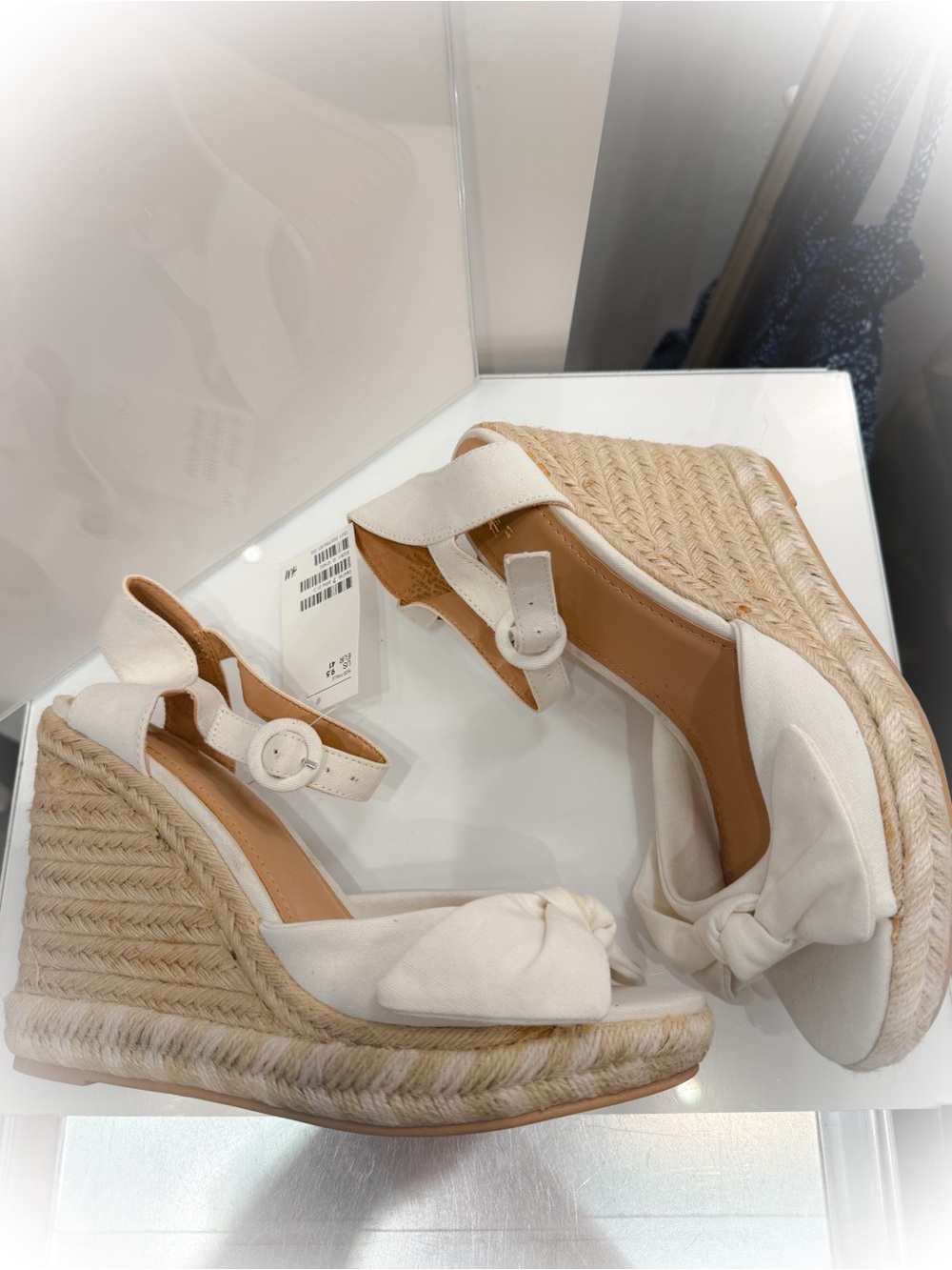 Brand New Never Worn H&M Cream Espadrille Knot Front Wedge Sandals